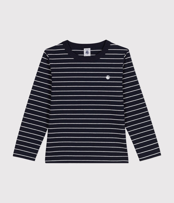 Langärmeliges Kinder-T-Shirt aus Baumwolle für Jungen blau SMOKING/weiss MARSHMALLOW
