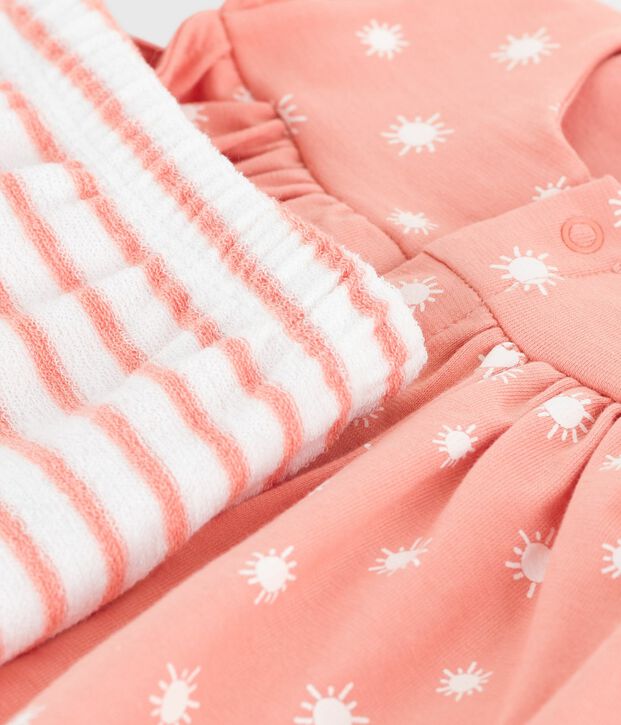 2-teiliges Newborn-Set aus Baumwolle mit Sonnenmuster orange/weiss