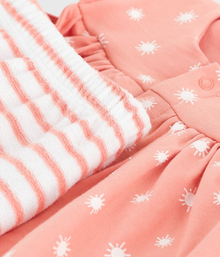 2-teiliges Newborn-Set aus Baumwolle mit Sonnenmuster orange/weiss
