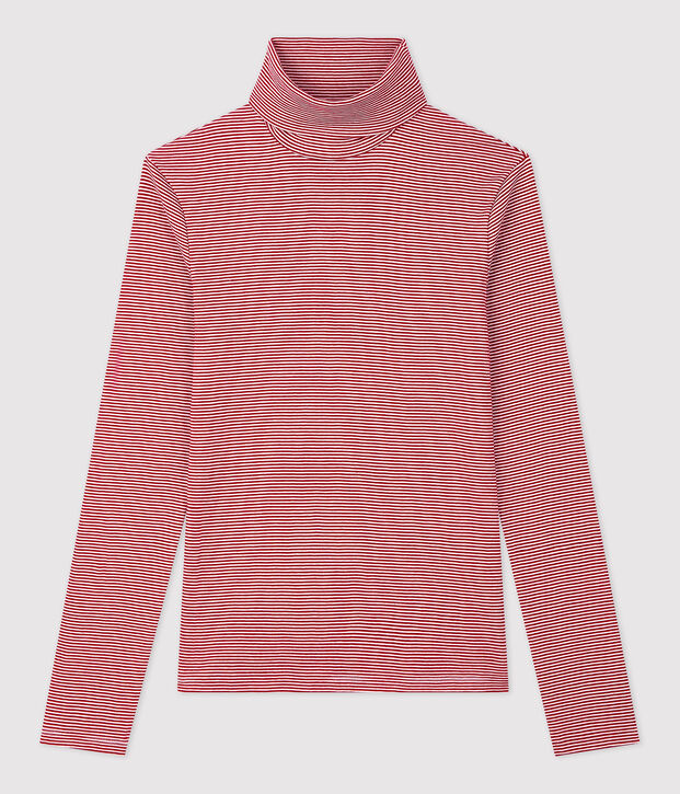 Klassischer Unterziehpullover aus gestreifter Baumwolle f&uuml;r Damen rot/weiss