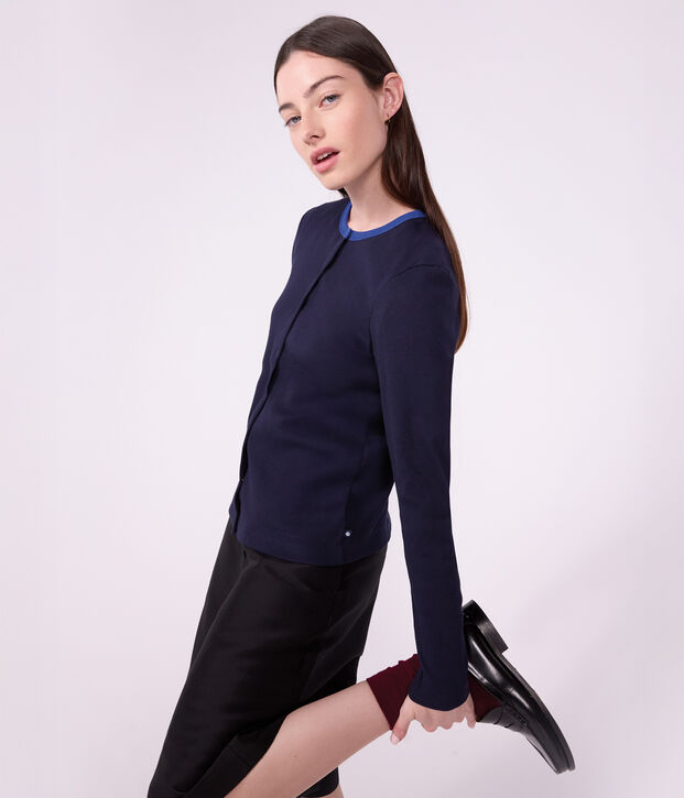 Damen-Cardigan aus einfarbiger Baumwolle SMOKING