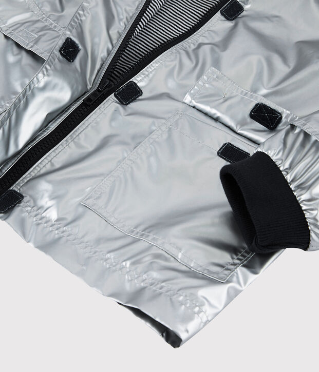 Silberfarbene Kinder-Regenjacke f&uuml;r M&auml;dchen/Jungen grau