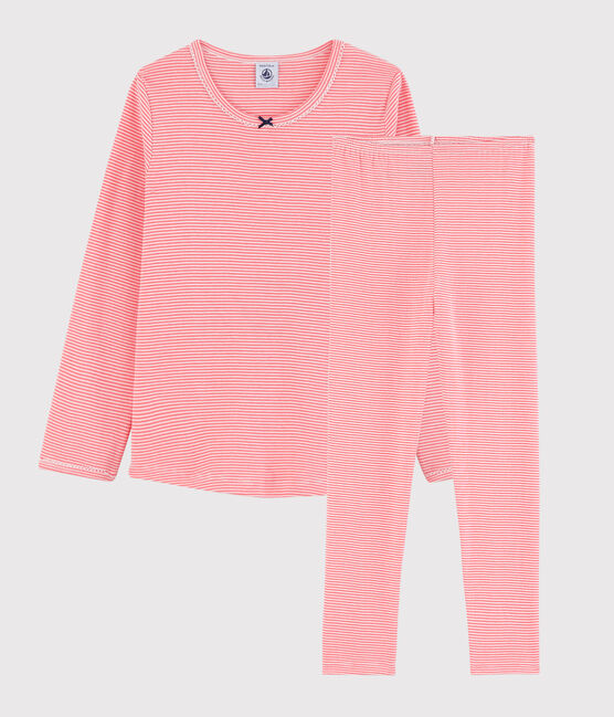 Pyjama aus Baumwolle mit Milleraies-Streifen rosa PEACHY/weiss MARSHMALLOW