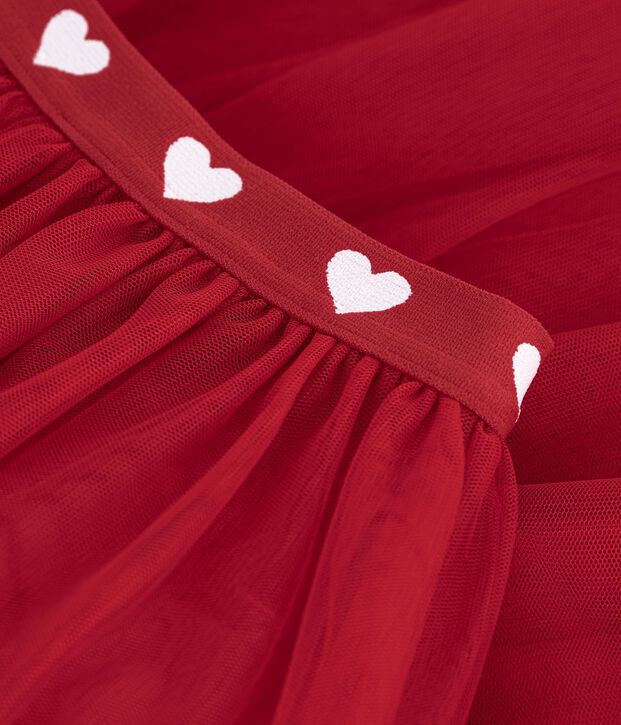 Langer Kinder-Rock aus einfarbigem T&uuml;ll rot