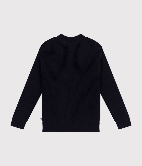 Damenpullover aus Baumwolle mit Patentmuster blau SMOKING