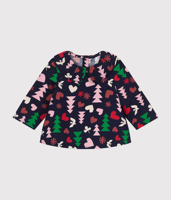 Baby-Bluse aus Flanell. blau SMOKING/weiss MULTICO
