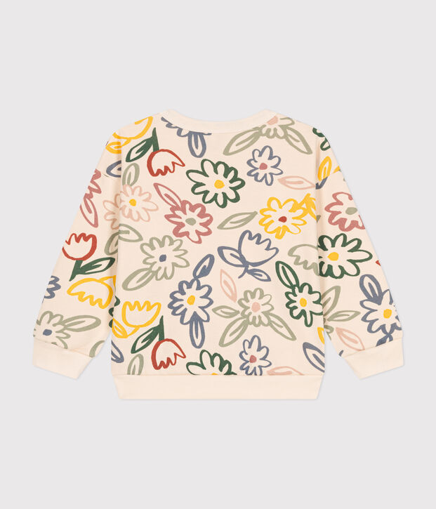 Kinder-Sweatshirt aus Molton f&uuml;r M&auml;dchen naturfarben/vielfarbig