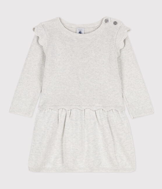 Baby-Kleid aus Wolle und Baumwolle für Mädchen beige MONTELIMAR CHINE