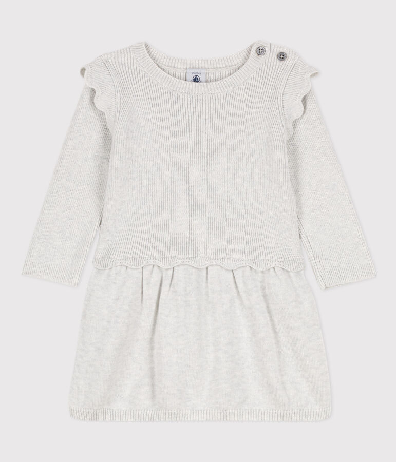 Baby-Kleid aus Wolle und Baumwolle f&uuml;r M&auml;dchen beige