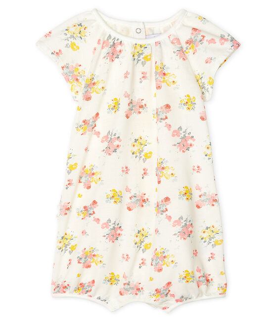 Gemusterter Baby-Spieler für Mädchen weiss MARSHMALLOW/weiss MULTICO