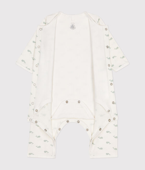 Bodyjama ohne Füßchen aus Baumwolle für Babys weiss MARSHMALLOW/ HERBIER