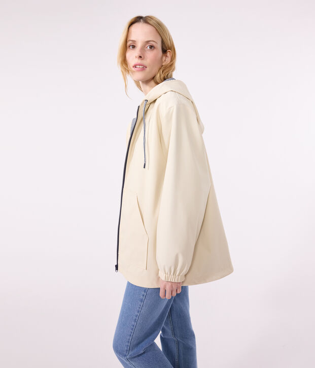 Damen-Regenjacke mit Kapuze naturfarben