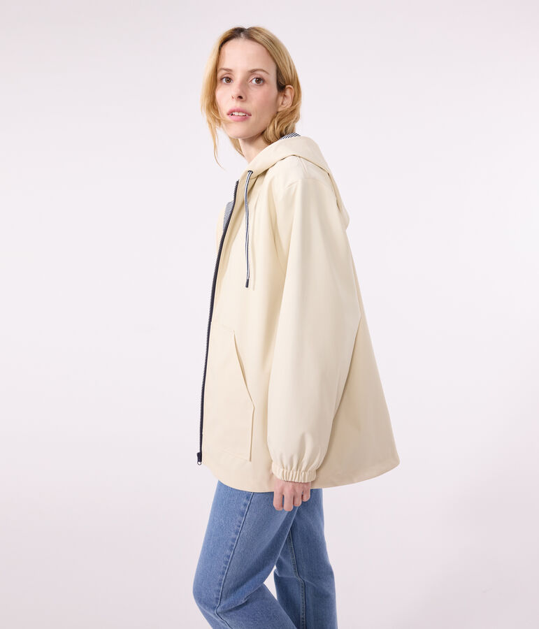 Damen-Regenjacke mit Kapuze naturfarben