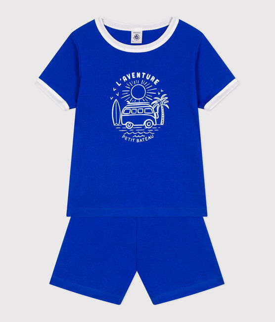 Kinder-Kurzpyjama aus Baumwolle blau PERSE