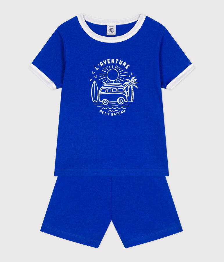 Kinder-Kurzpyjama aus Baumwolle blau PERSE
