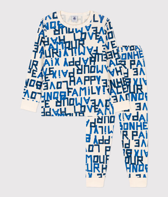 Kinderpyjama aus Baumwolle "mots bleus" weiss AVALANCHE/ MULTICO