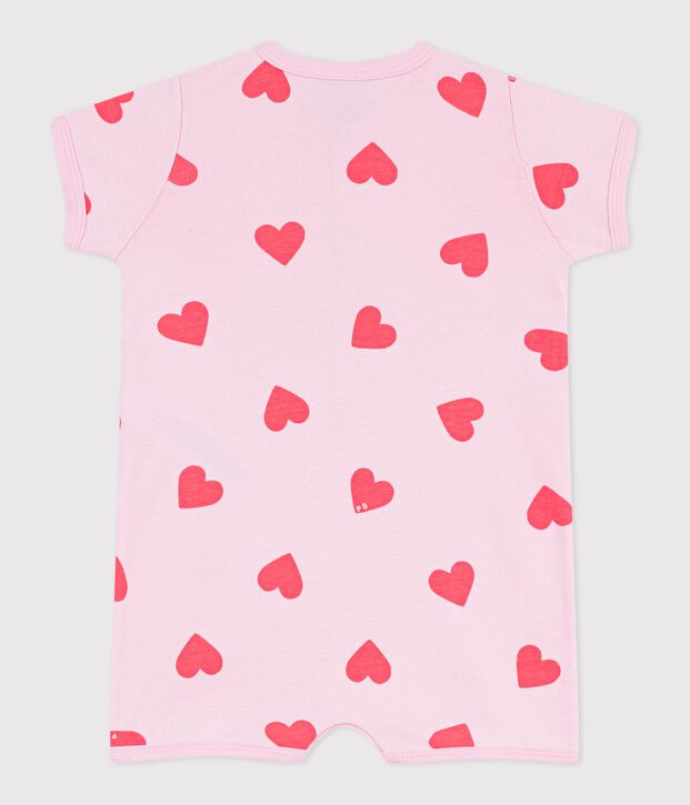 Baby-Kurzoverall aus Baumwolle mit Herzmotiv rosa/orange