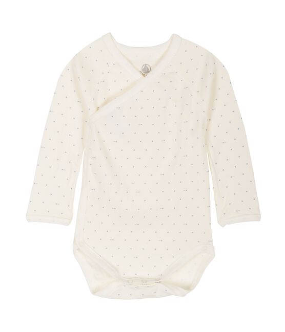 Langärmeligen Bodys für Neugeborene weiss MARSHMALLOW/blau ACIER