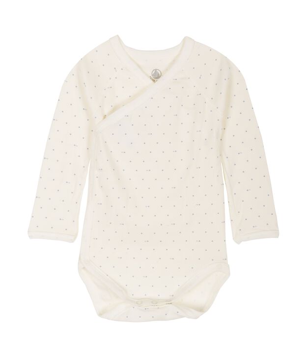 Lang&auml;rmeligen Bodys f&uuml;r Neugeborene weiss/blau