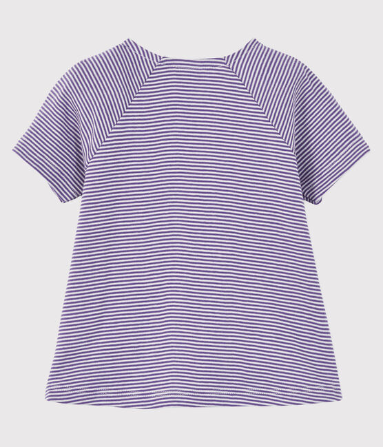 Kurzärmelige Baby-Bluse für Mädchen violett REAL/weiss MARSHMALLOW