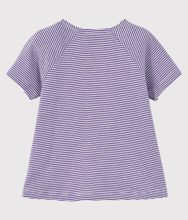Kurz&auml;rmelige Baby-Bluse f&uuml;r M&auml;dchen violett/weiss