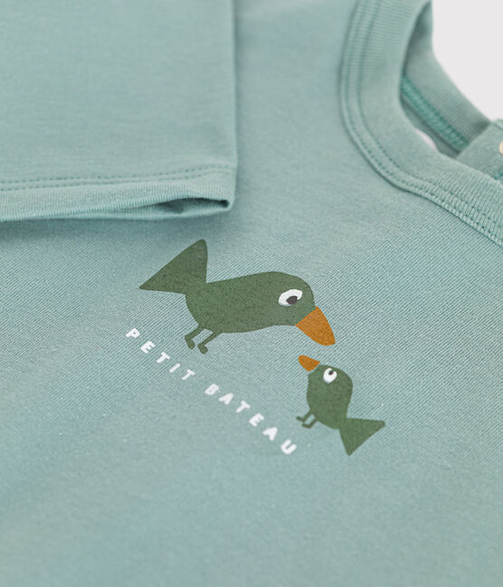 Langärmeliges Baby T-Shirt aus feinem Jersey grün PAUL