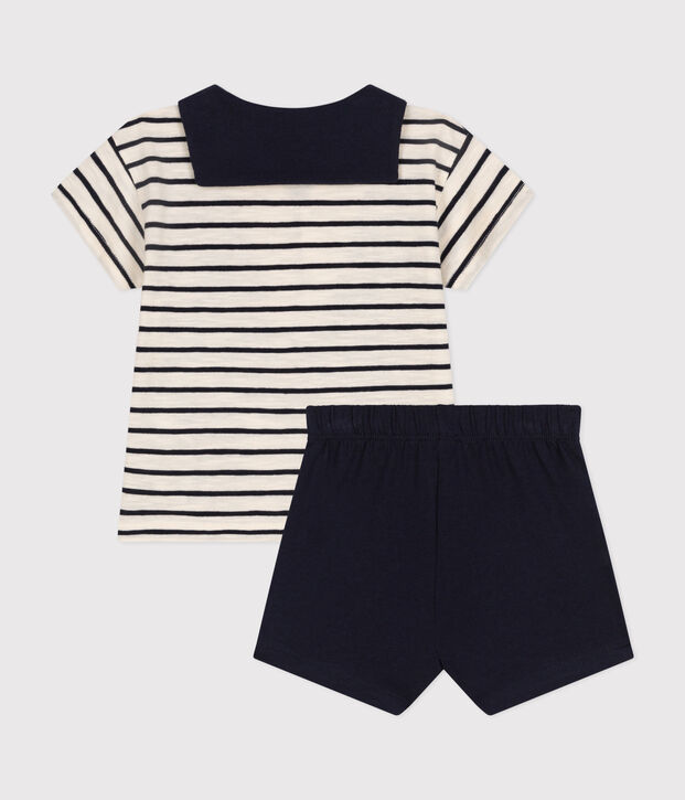 Baby-Set T-Shirt und Shorts aus Jersey naturfarben/blau
