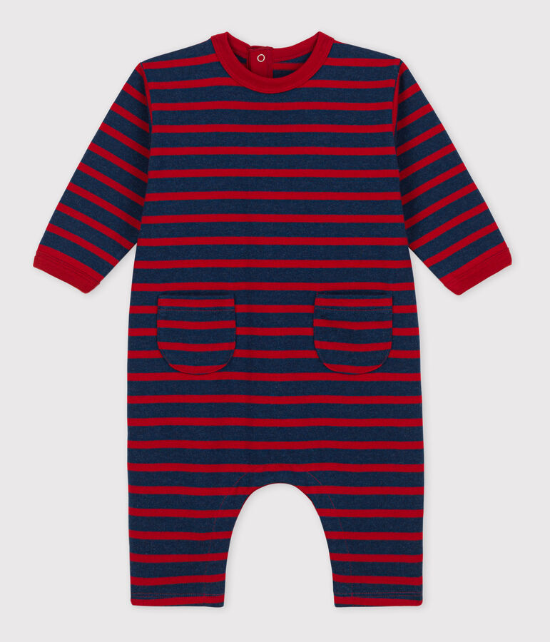 Baby-Overall aus dickem Jersey im Streifenlook blau/rot
