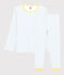 Kinderpyjama aus Bio-Baumwolle mit Muster weiss MARSHMALLOW/blau BRASIER