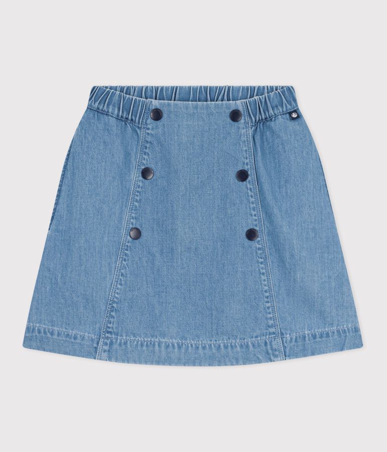 Kurzer Kinder-Rock aus einfarbiger Baumwolle blau DENIM CLAIR