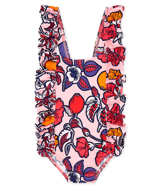 Baby-Badeanzug aus recyceltem Material für Mädchen rosa MERVEILLE/weiss MULTICO