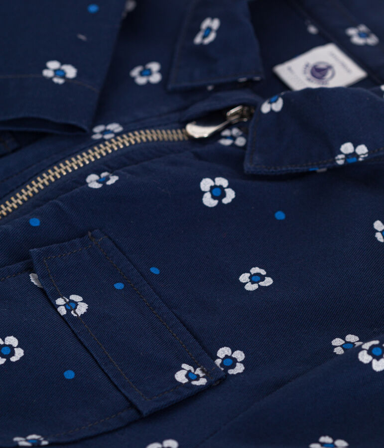 Lang&auml;rmeliger Kinder-Overall aus Baumwolle mit Blumenmuster blau/weiss