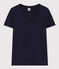 Damen-T-Shirt LE DROIT aus Baumwolle mit V-Ausschnitt blau SMOKING
