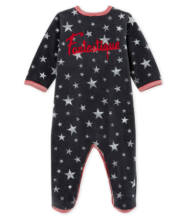 Baby-Strampler aus Samt f&uuml;r Jungen grau/grau
