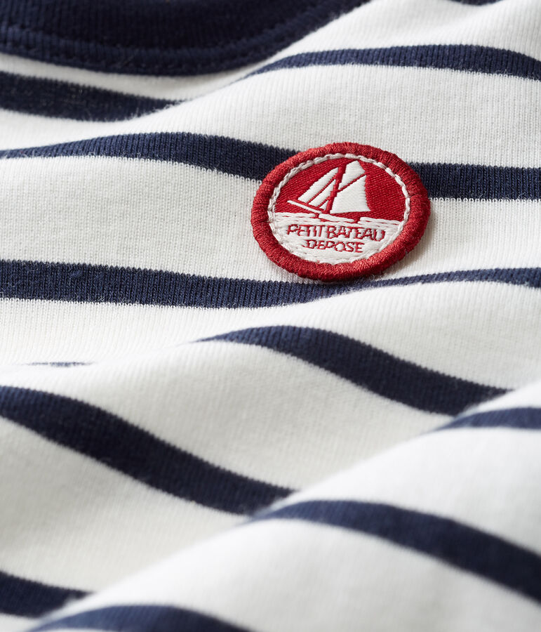 Lang&auml;rmeliges Baby-T-Shirt mit Streifen f&uuml;r Jungen weiss/blau