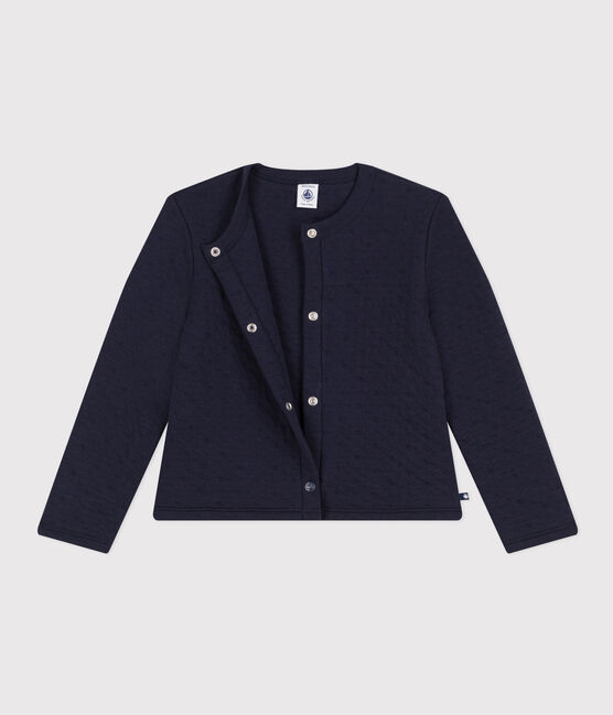 Kinder-Cardigan aus gestepptem Doppeljersey für Mädchen blau SMOKING