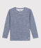 Langärmeliges T-Shirt aus Wolle und Baumwolle mit Ringelstreifen blau MEDIEVAL/weiss MARSHMALLOW