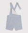 Kurze Baby-Latzhose aus Seersucker blau/weiss