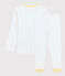 Kinderpyjama aus Bio-Baumwolle mit Muster weiss MARSHMALLOW/blau BRASIER