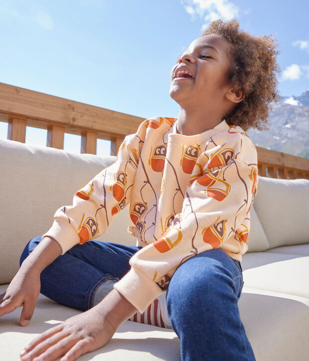 Sweatshirt mit Printmotiv aus Molton naturfarben/grau