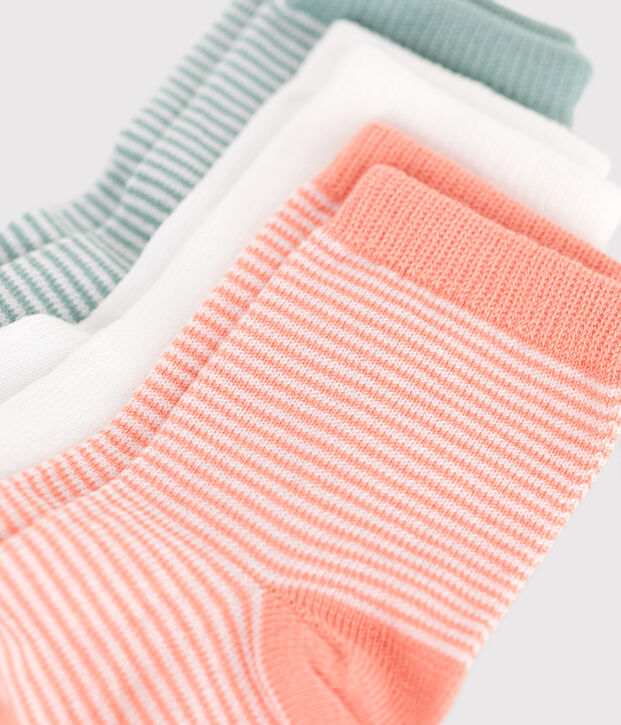3er-Set Baby-Socken aus Baumwolle mit Ringelstreifen vielfarbig