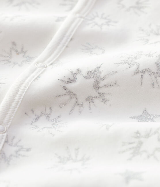 Baby-Strampler aus Velours mit Sternenmuster weiss MARSHMALLOW/grau ARGENT