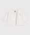 Baby-Wickeljacke aus Woll- und Baumwollstrick mit Lochstickerei weiss