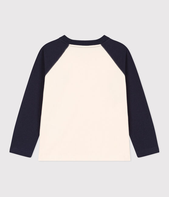 Langärmeliges T-Shirt aus Baumwolle für Kinder/Jungen weiss AVALANCHE/blau SMOKING