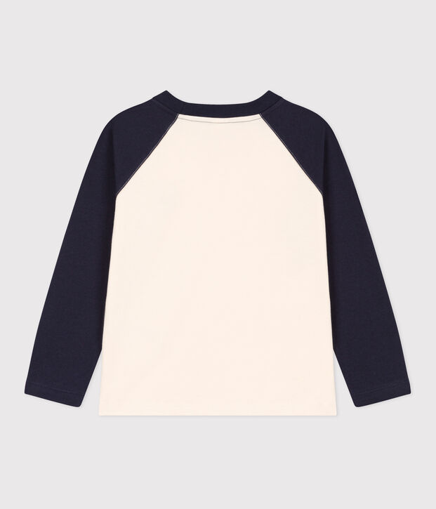 Lang&auml;rmeliges T-Shirt aus Baumwolle f&uuml;r Kinder/Jungen naturfarben/blau