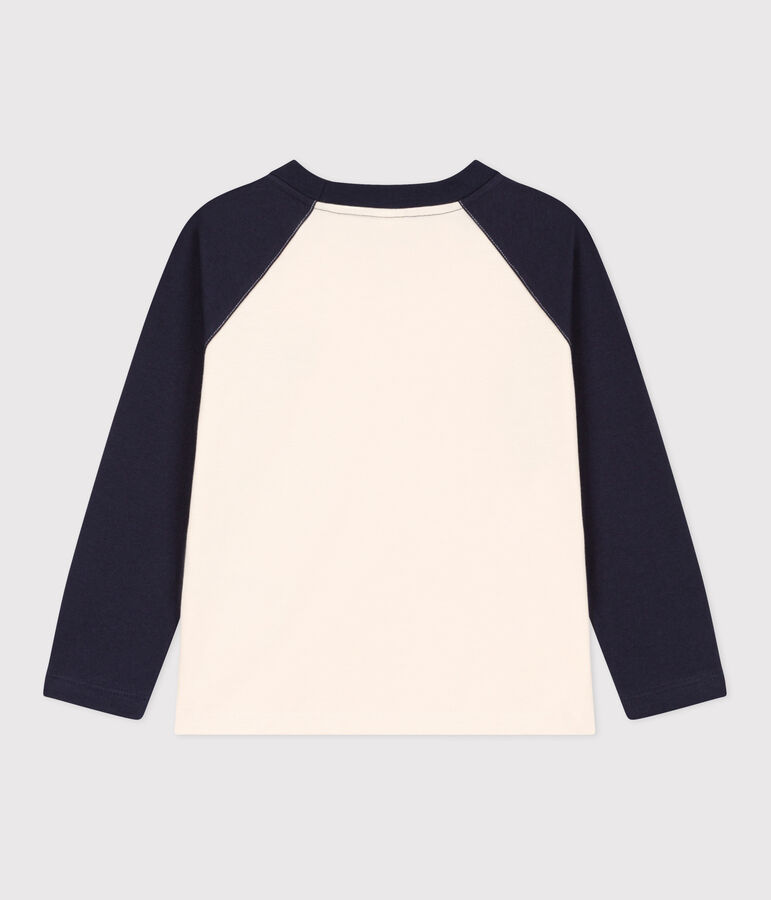 Lang&auml;rmeliges T-Shirt aus Baumwolle f&uuml;r Kinder/Jungen naturfarben/blau