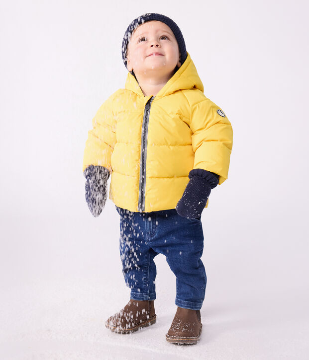 Baby-Winterjacke aus einfarbigem Polyester gelb