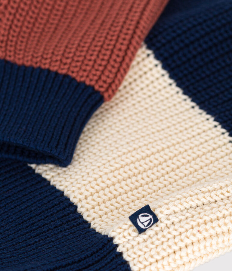 Gestreifter Kinderpullover aus Baumwolle naturfarben/vielfarbig