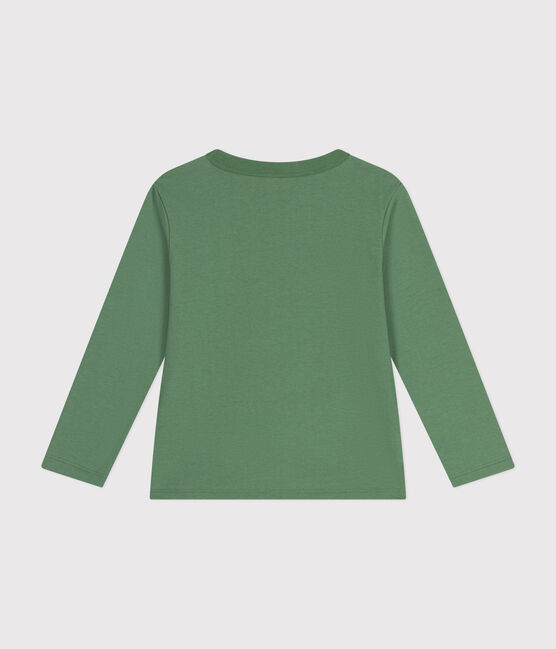 Langärmeliges Kinder-T-Shirt aus feinem Jersey für Jungen grün PALMERAIE