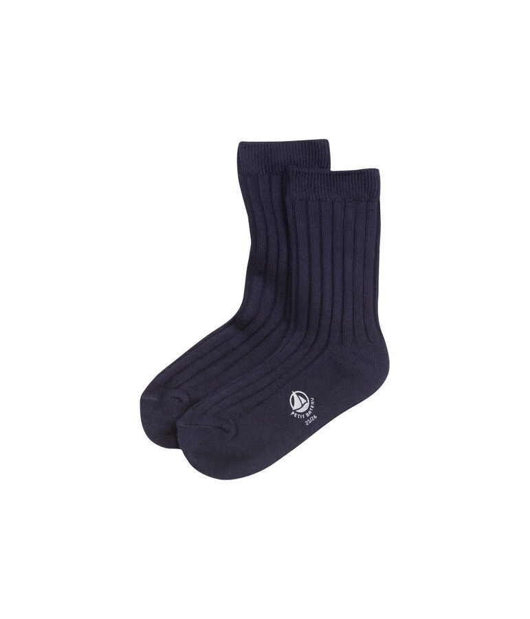 Einfarbige Kinder Baumwollsocken, unisex blau Abysse